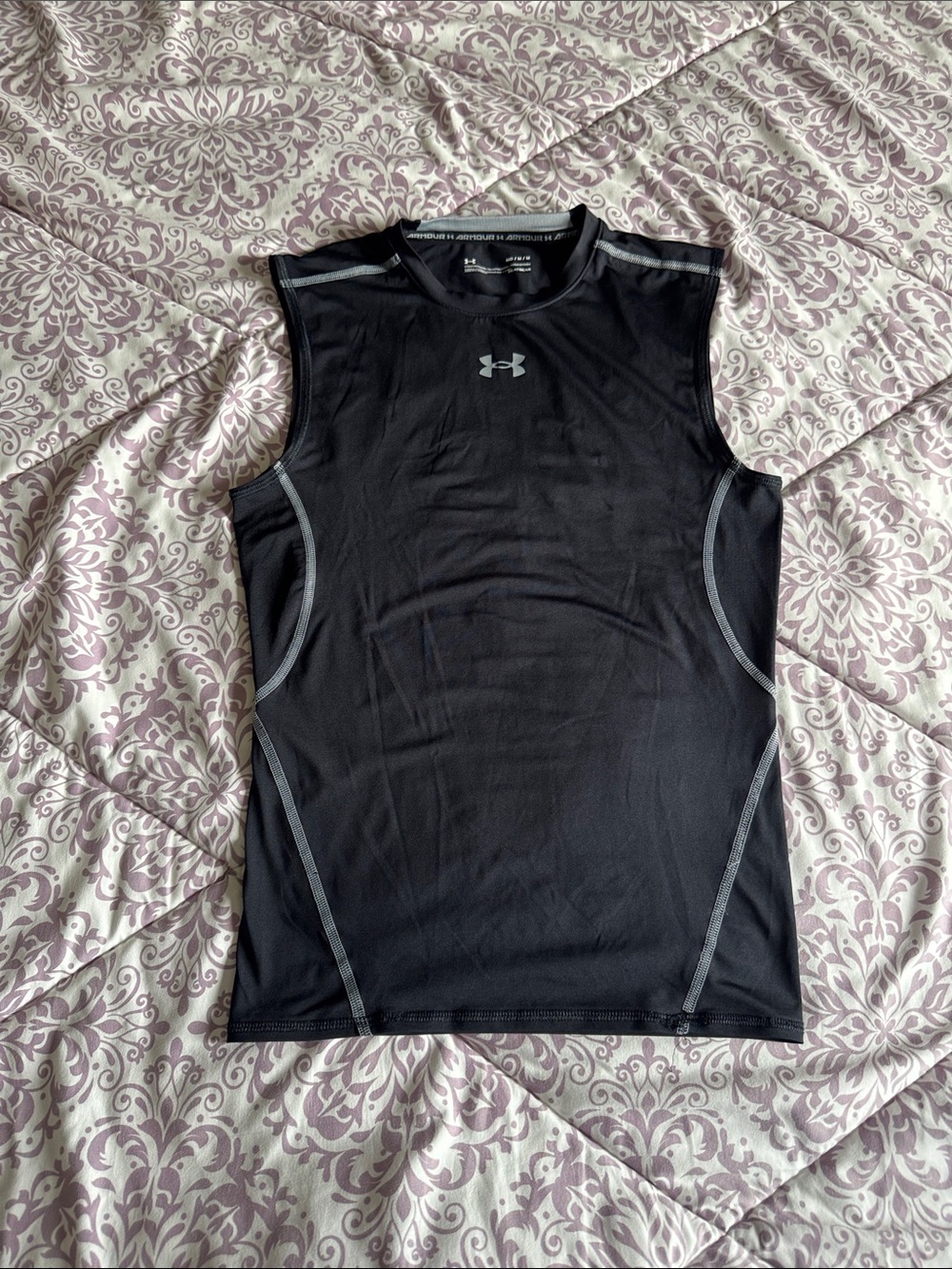Under Armour Black Sleeveless Performance Tank with Gray Trim-M